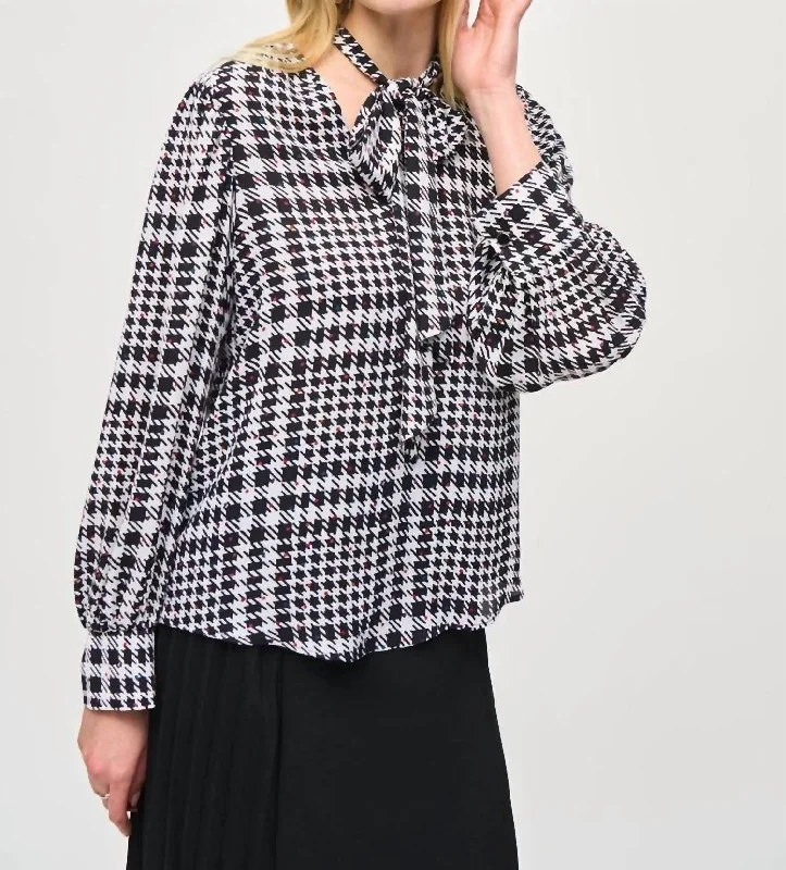 Georgette Plaid Puff Sleeve Top In Vanilla / Multi Trend Alert