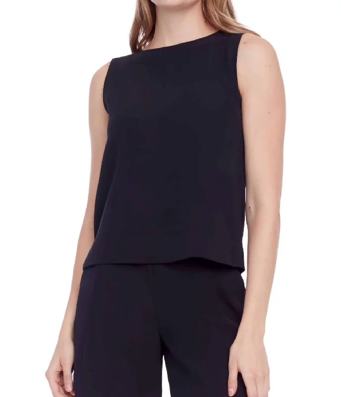 Gianna Solid Vegan Silk Tank In Black Unbeatable Deals