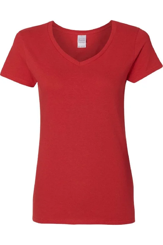 Gildan Heavy Cotton Womens V-Neck T-Shirt Trend Forward Threads For Her