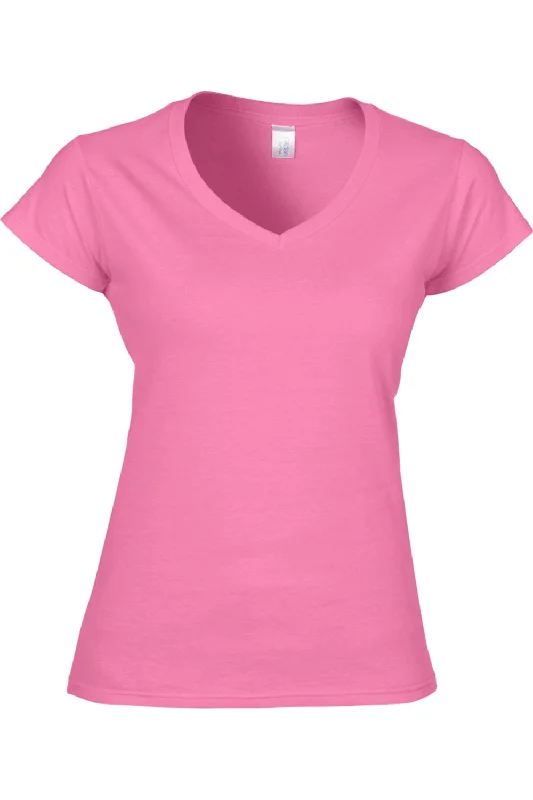 Gildan Ladies Soft Style Short Sleeve V-Neck T-Shirt Casual Chic