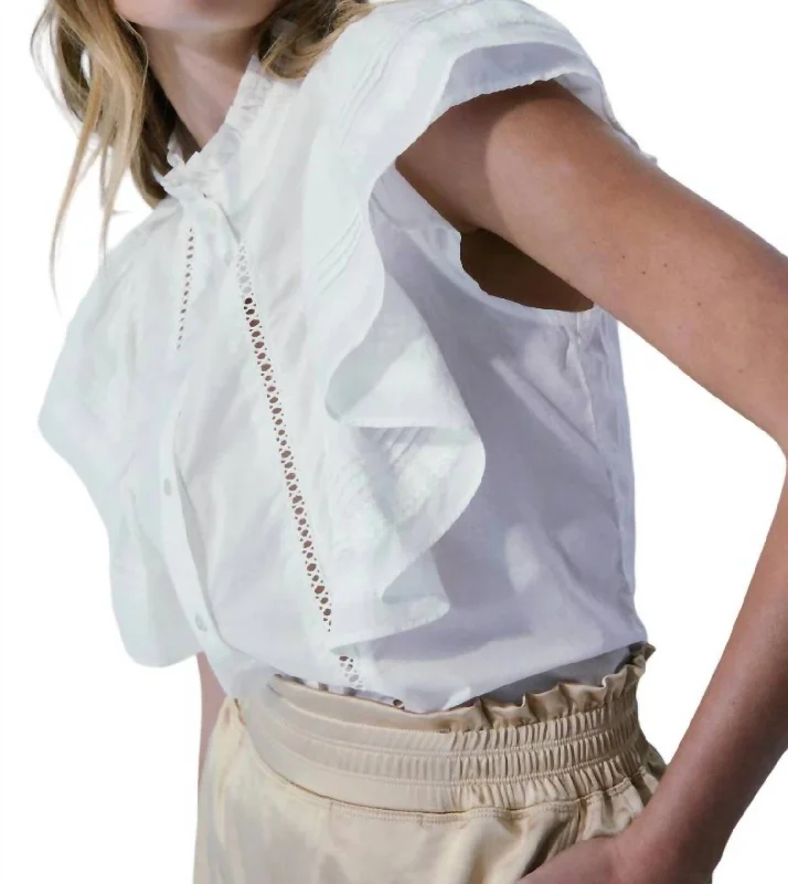 Ginger Frilly Sleeveless Blouse In Off White Fashion Essentials