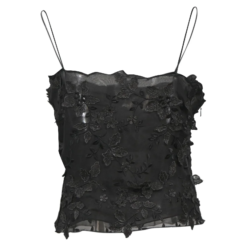 Giorgio Armani Embroidered Top in Black Silk Elevate Your Wardrobe