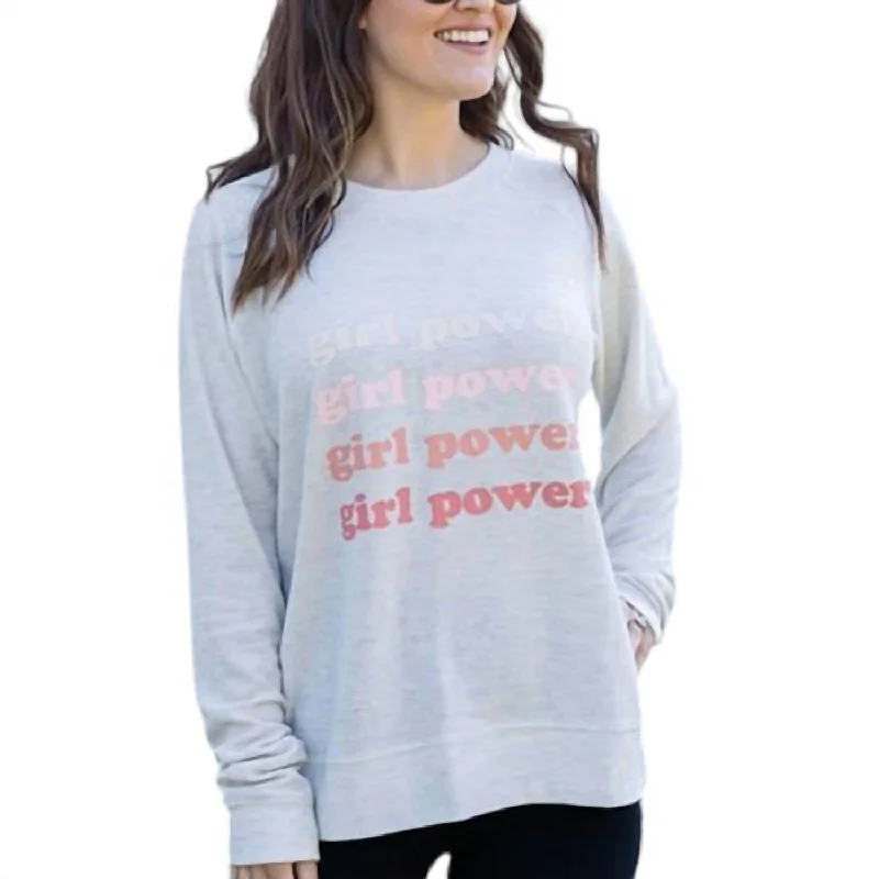 Girl Power Sweatshirt In Grey Luxury Style