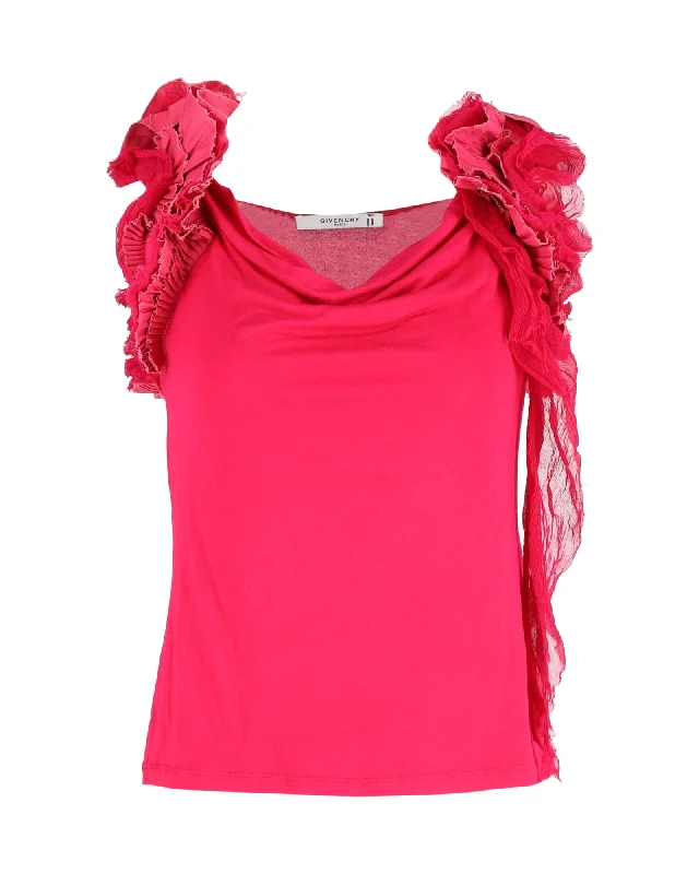 Givenchy Ruffled Sleeve Top in Pink Viscose Chic Style