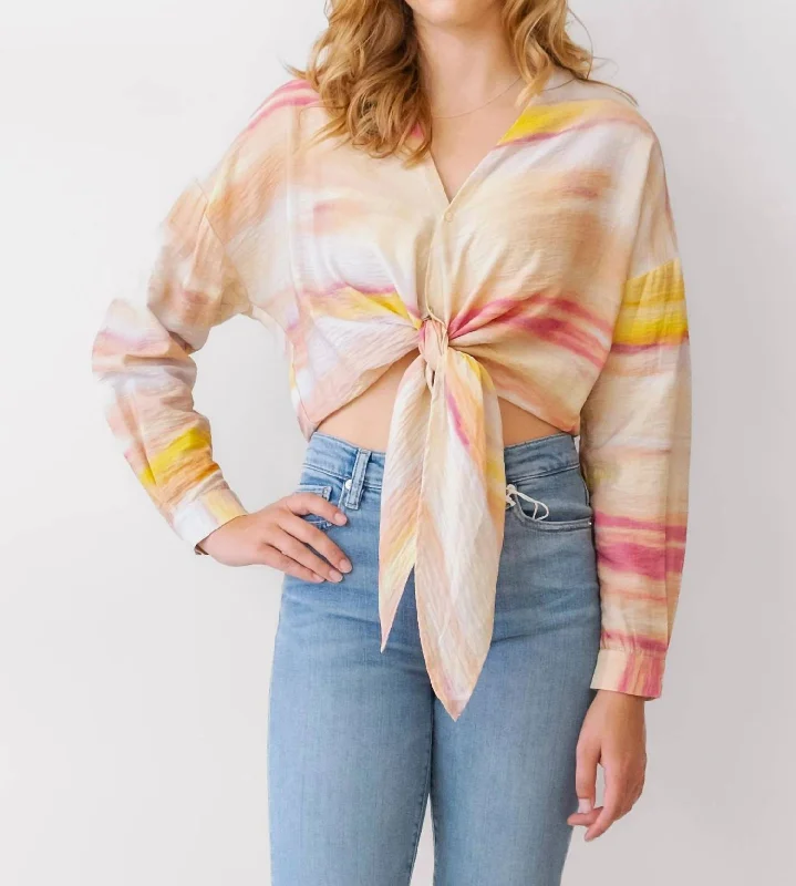 Gloria Front Tie Top In Multicolor Seasonal Sale