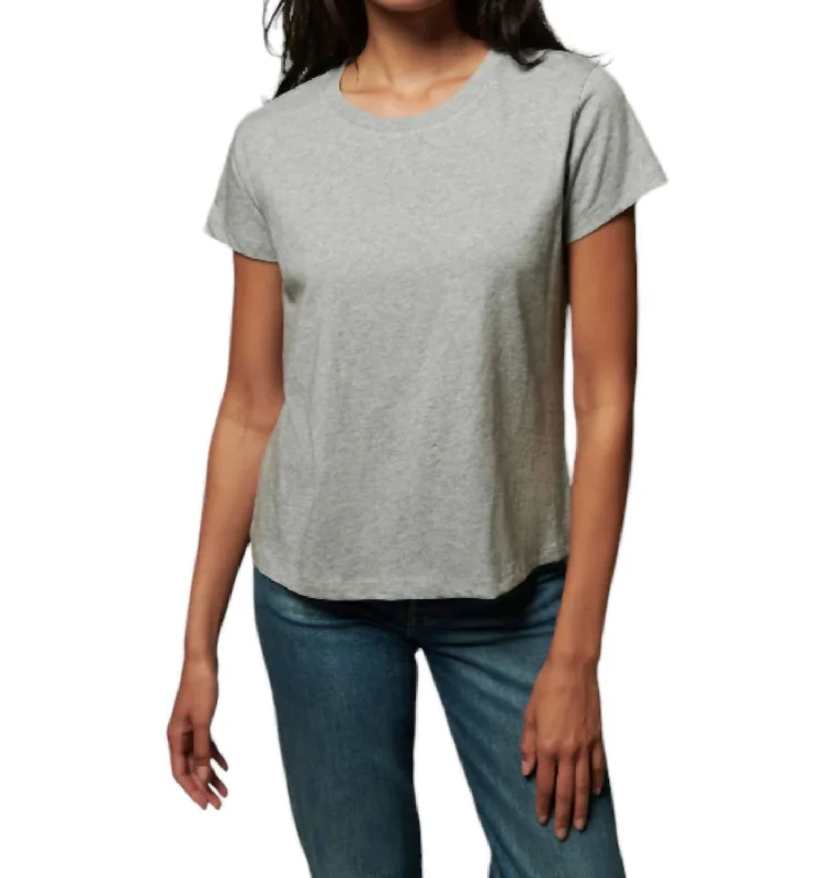 Goldie Boxy Crew Shirt In Heather Grey Classic Women's Fashion