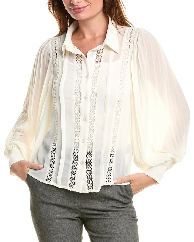 Gracia Pleated Sleeve Sheer Blouse Trend Leading Collection