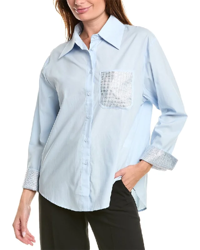 Gracia Rhinestone Pocket Shirt Vibrant Styles