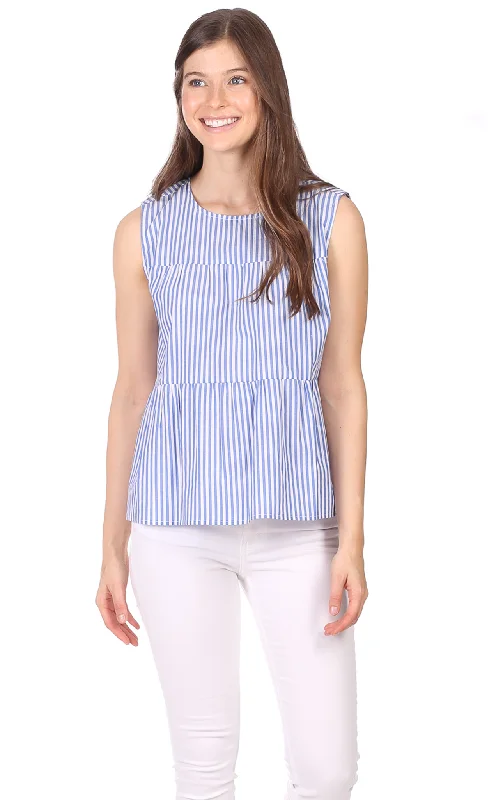 Greta Top in Royal Blue Stripe Trendy Urban Attire