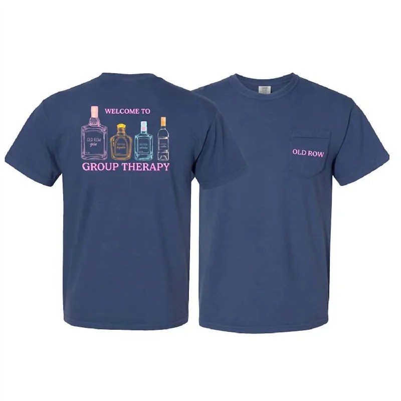 Group Therapy Pocket Tee In China Blue Disco - Inspired Retro Dance Look