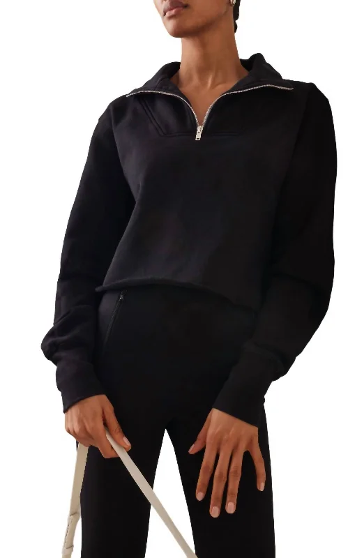 Haley Crop Half Zip Pullover Sweatshirt In Vintage Black Unleash Your Fashion