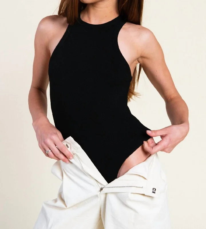 Halter Racerback Bodysuit In Black Flash Deals