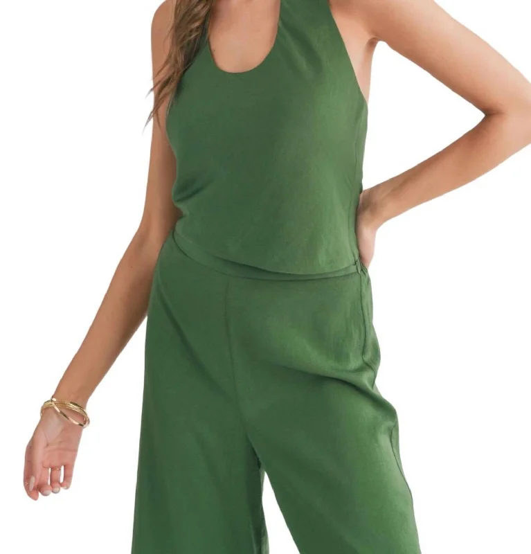 Halter Tie Dress Tank Top In Green Limited Stock, Big Sale