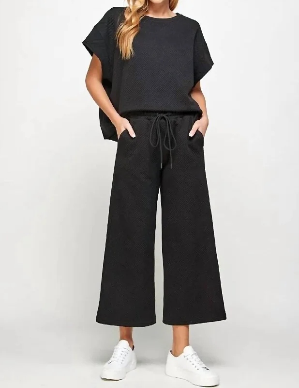 Hamptons Textured Top Drop Shoulder In Black Boho - Chic Festival - Ready Style