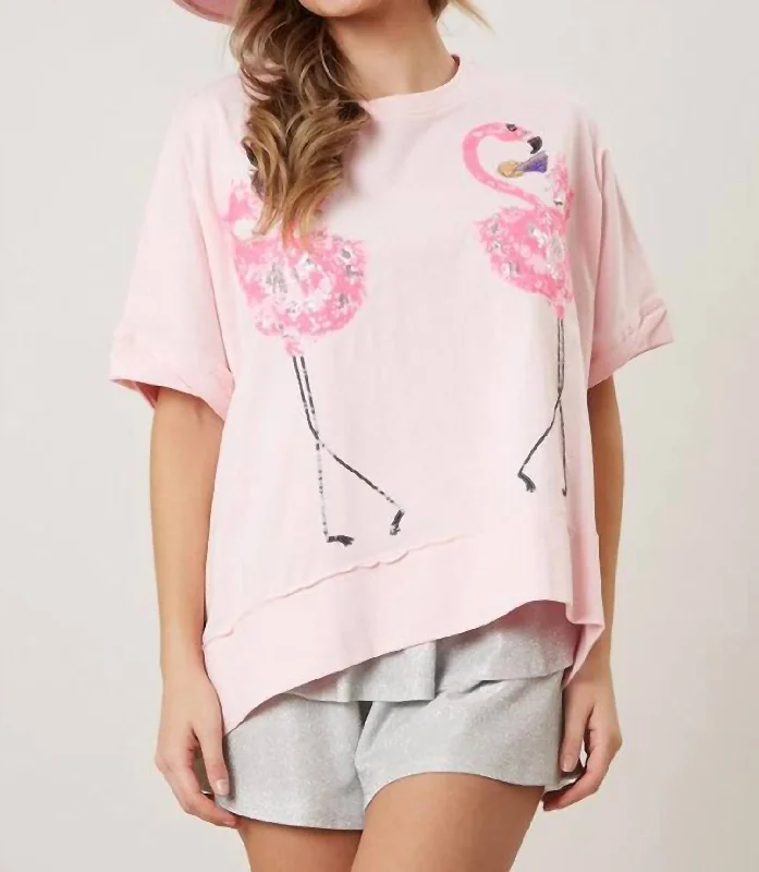 Happy Flamingos Tee In Pink Signature Style Essentials