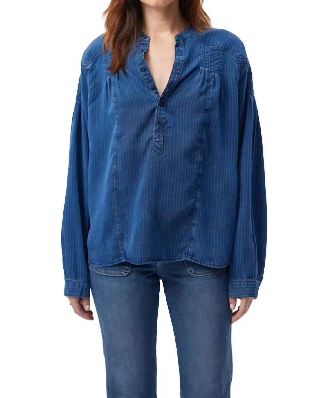 Helena Shirt In Indigo Romantic Detailing