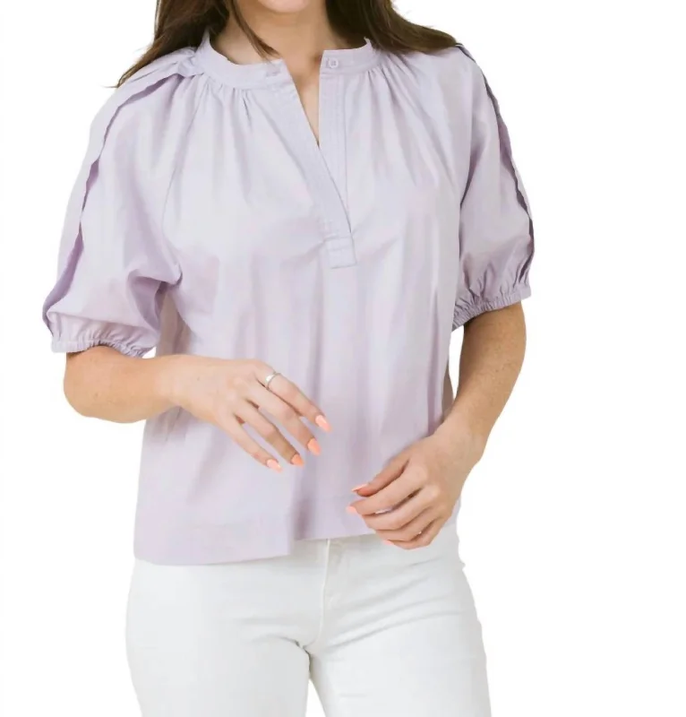 Henley Blouse In Lavender The Good Stuff