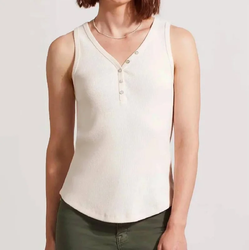 Henley Tank Top W/buttons In Sandust New Styles Just In