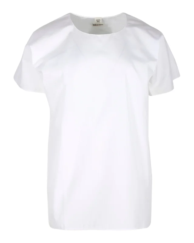 Hermes Short-Sleeved Top in White Cotton Premium Quality Garments