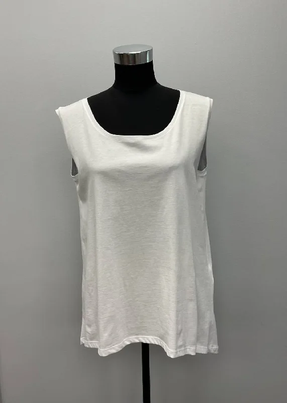 Hi/lo Cotton Tank In White Minimalist Elegant