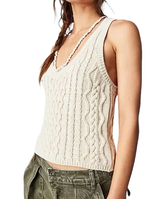 High Tide Cable Tank Top In Tea Don't Miss Out