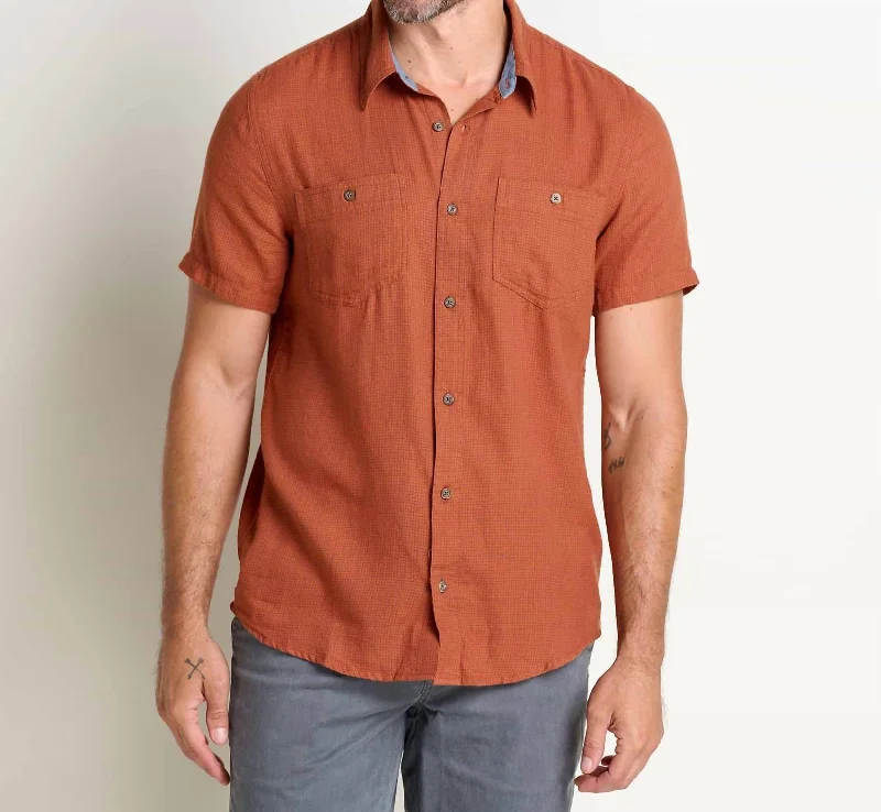 Honcho Short Sleeve Shirt In Rust Travel Essentials