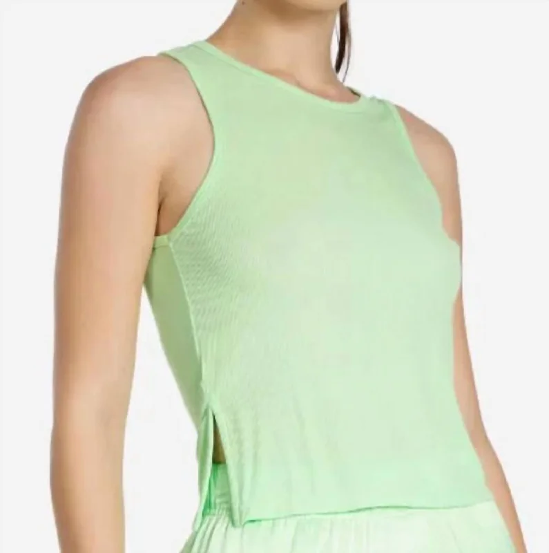 Huntington Tank Top W/ Side Slit Light Green Hot Styles