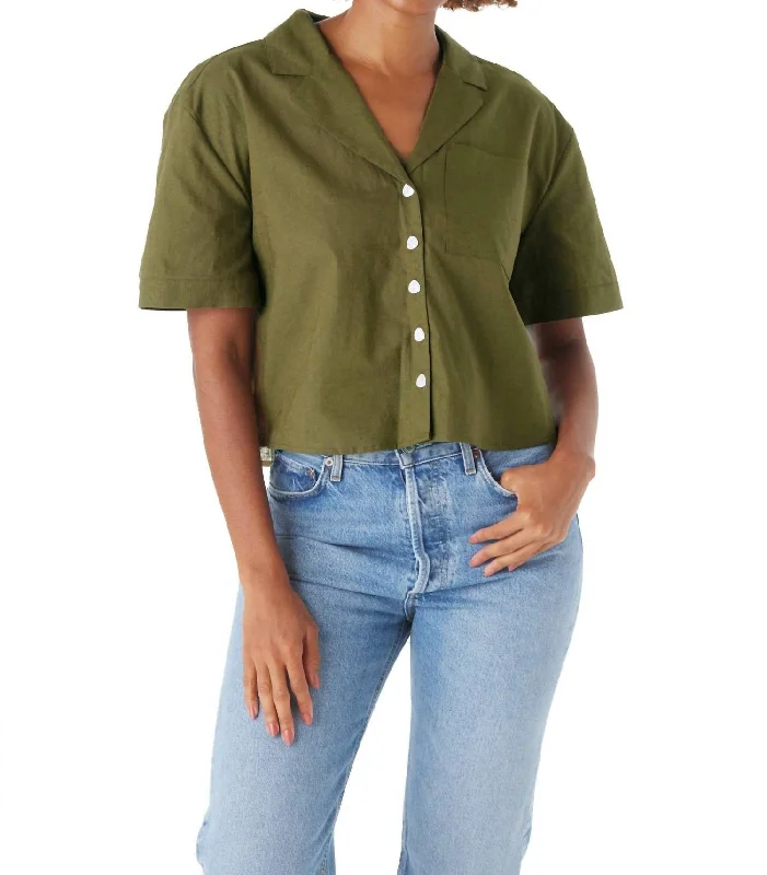 Ida Short Sleeves Camp Shirt In Crocodile Redefining Women's Style