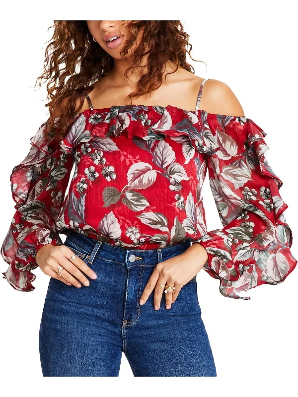 Iggy Womens Floral Off-The-Shoulder Blouse Special Offer