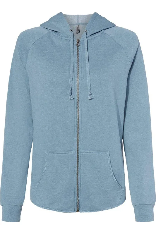 Independent Trading Co. Women´s California Wave Wash Full-Zip Hooded Sweatshirt Polished Finish