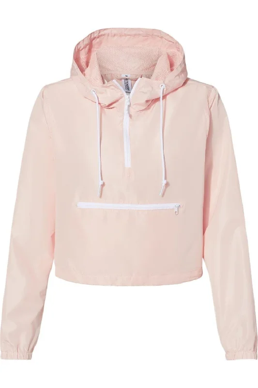 Independent Trading Co. Women´s Lightweight Quarter-Zip Pullover Crop Windbreaker Chic Styles