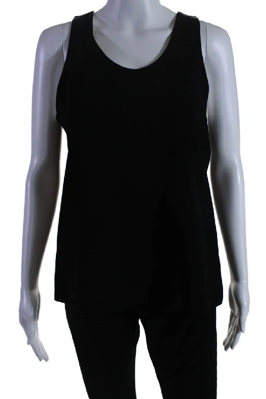 Index Womens Sleeveless Scoop Neck Maddy Crepe Shell Top Black Stylish Spring Fashion