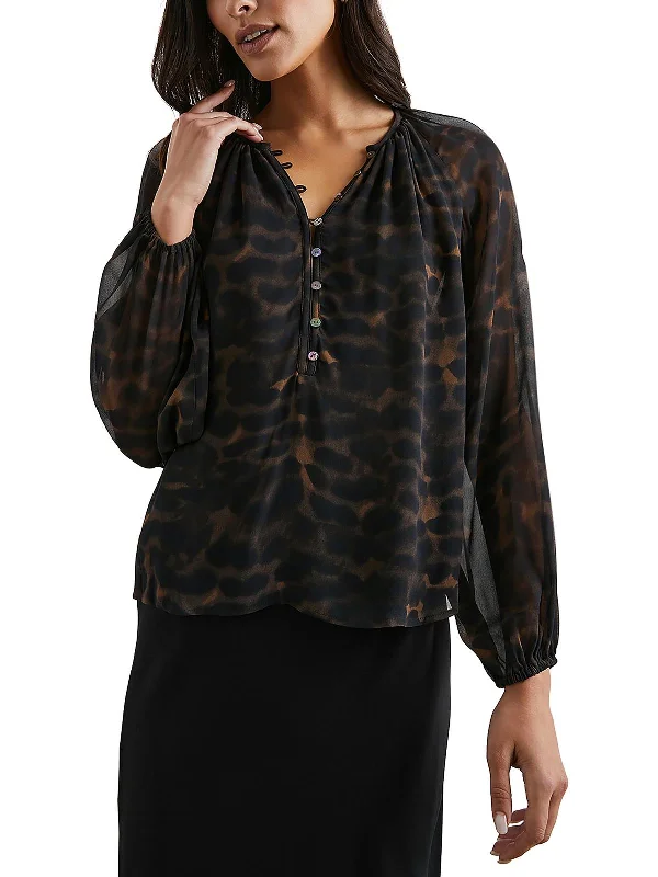 Indi Womens Chiffon Animal Print Blouse All Season Fashion Collection