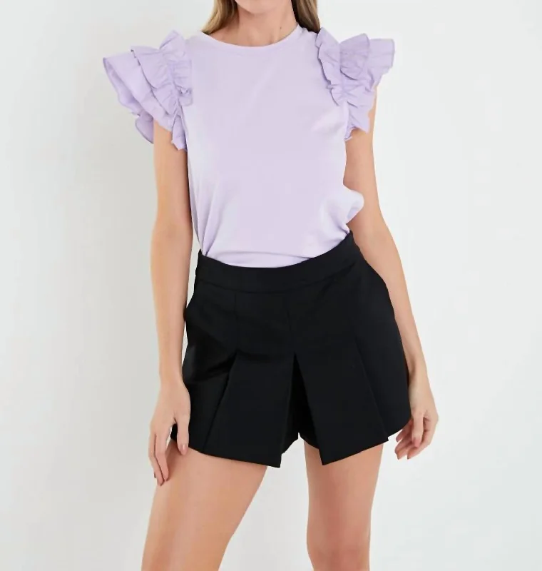 Irene Ruffle Sleeve Top In Lilac Huge Savings On Parisian Styles