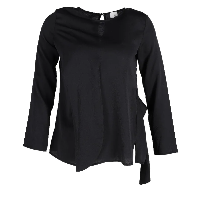 Iris & Ink Long Sleeve Blouse in Black Polyseter Elegant Styles