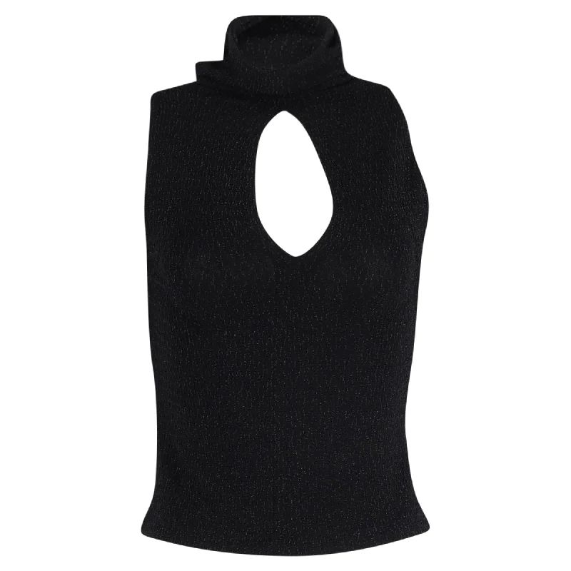 IRO Cut-Out Sleeveless Top in Black Acrylic End Of Season Sale