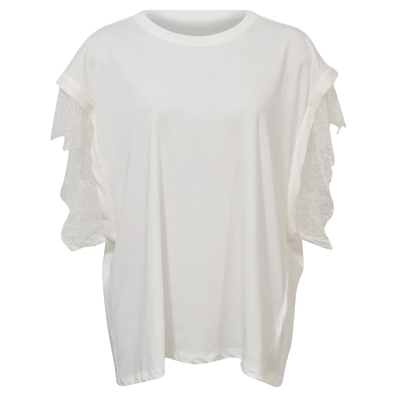 Iro Lace-Trimmed Top in White Jersey Casual Fashion