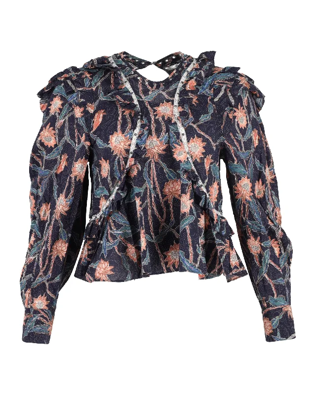 Isabel Marant Crew Neck Blouse in Floral Print Cotton Celebrate With Big Savings