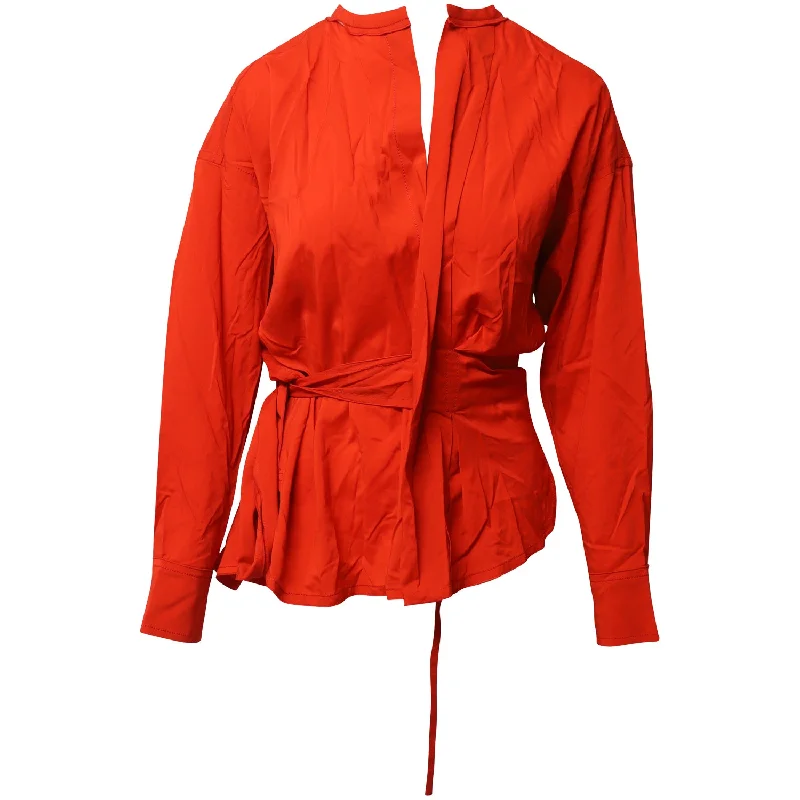 Isabel Marant Dorcey Wrap Blouse in Red Silk Dreamy Draping