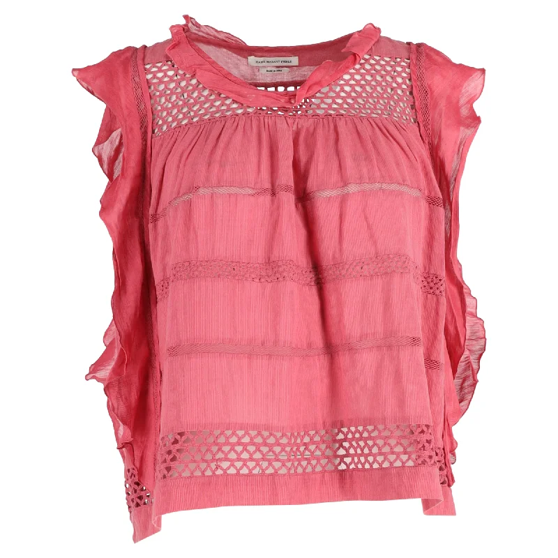 Isabel Marant Etoile Clara Vintage Blouse in Red Cotton Limited Edition