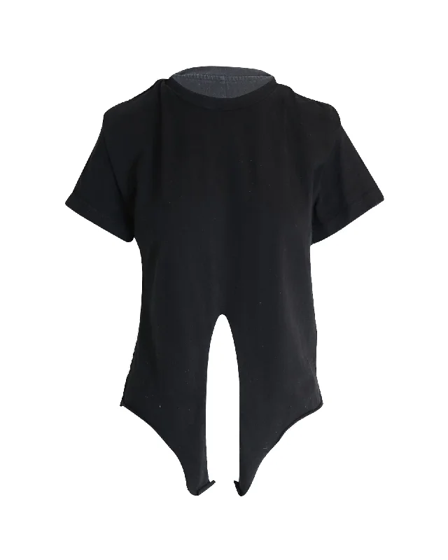 Isabel Marant Padded Shoulder Knotted T-Shirt in Black Cotton Fashion Forward Outfits