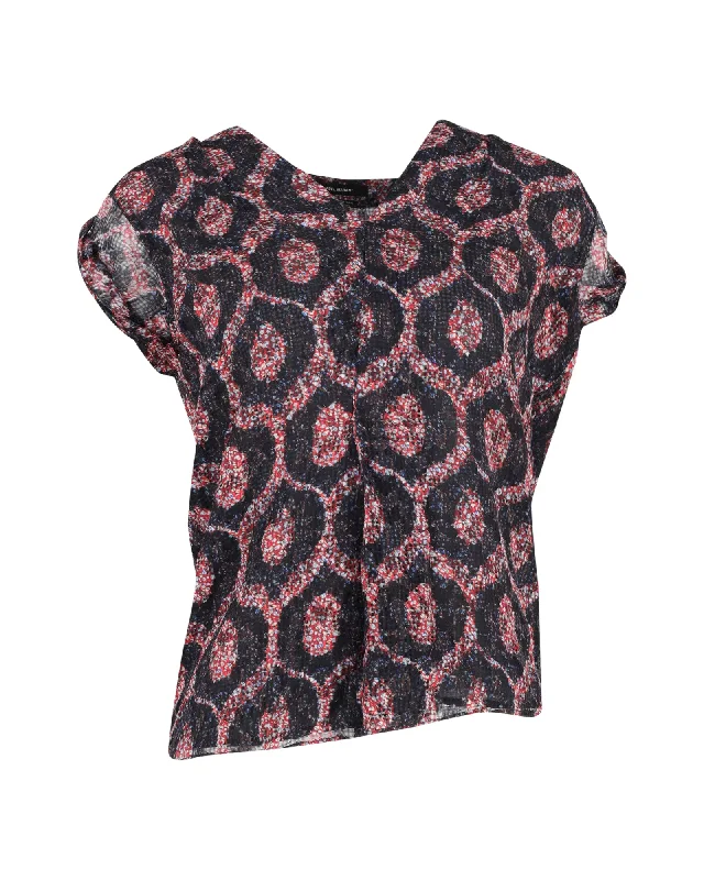 Isabel Marant Paisley Print V-Neck Blouse in Multicolor Viscose Relaxed Style