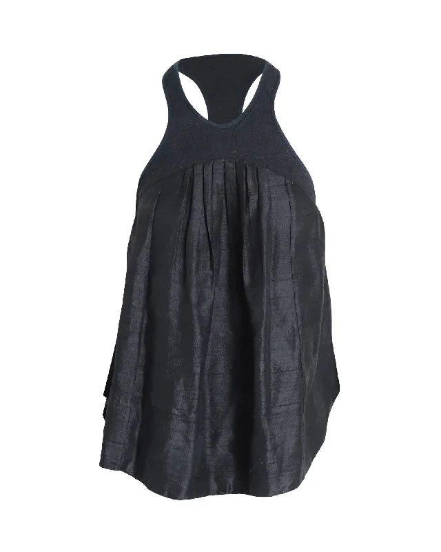 Isabel Marant Racerback Pleated Blouse in Black Silk Chic Outfits