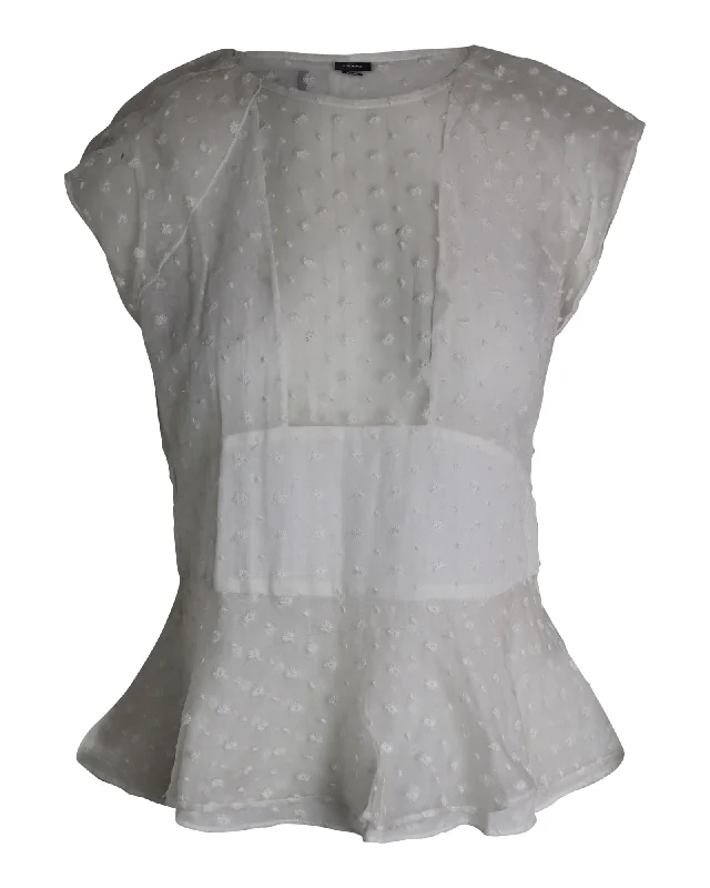 Isabel Marant Sheer Panel Peplum Top in White Silk Fashion Sale