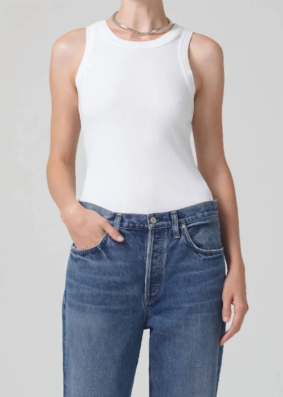 Isabel Rib Tank Top In White Athleisure Wear Special Offer