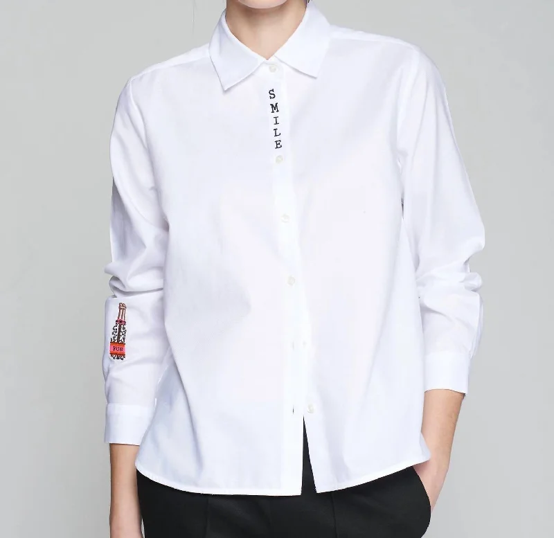 Isabella Shirt Embroidered White Structure Shirt Embroidered White Structure Essentials On Sale