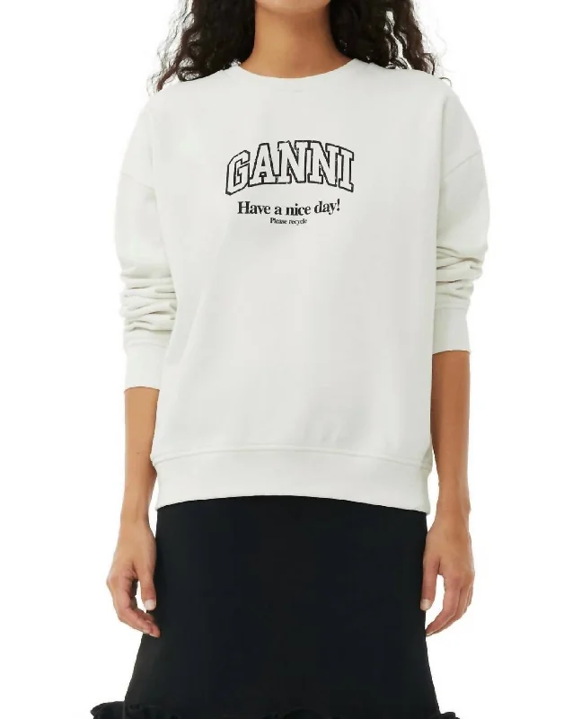 Isoli Ganni Oversized Sweatshirt In Egret End Of Season Sale