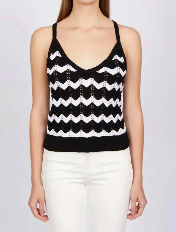 Izzie Chevron Stripe Tank In Black Multi Alluring Design