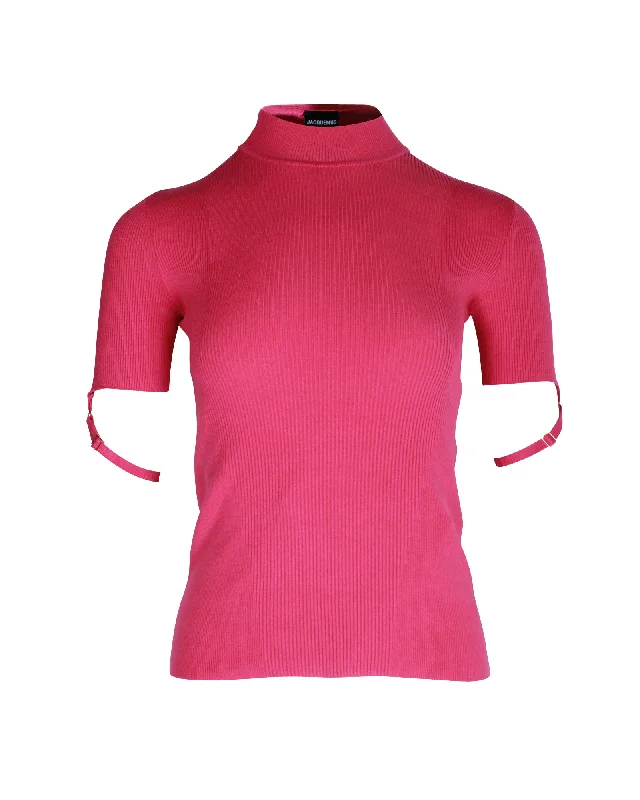 Jacquemus La Maille Torre Ribbed Top in Pink Viscose Trendy New Clothes