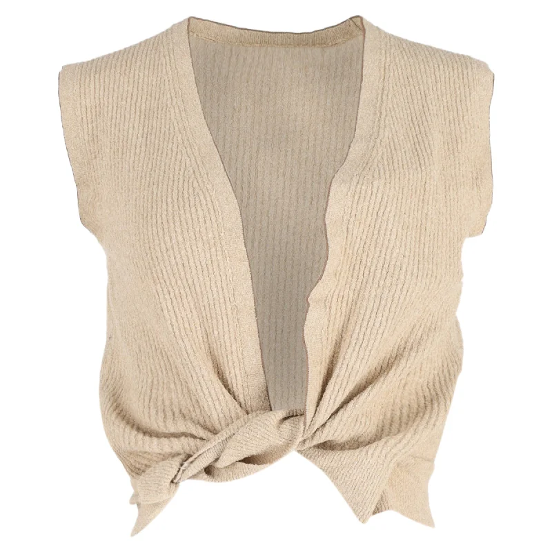 Jacquemus Le Haut Noué Knotted Crop Top in Beige Cotton Update With Cottagecore Styles